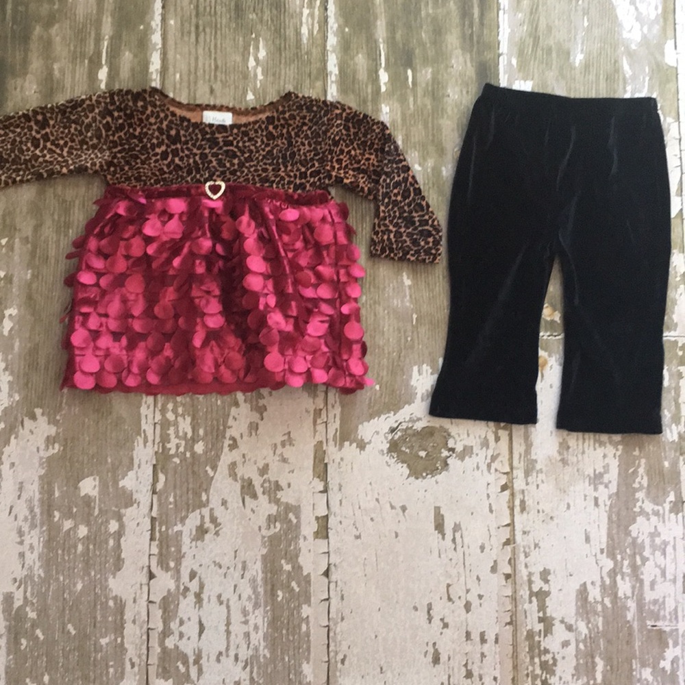 HawtBaby cheetah print dress with velvet leggings